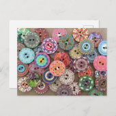木製カラフルボタ絵を描ンのコラージュ写真 ポストカード (正面/裏面)