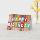木製カラフル誕生日願い カード (黄色い花)