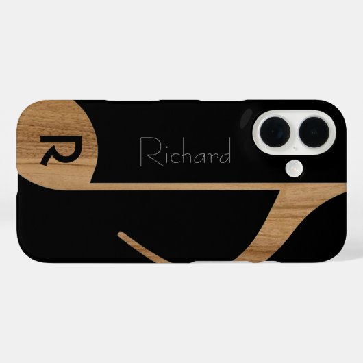 木製カラーの音符と名前をカスタムする Case-Mate iPhoneケース (裏面 (横))