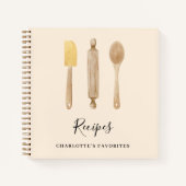 木製キッチン器具ベージュレシピクックブック ノートブック (正面)