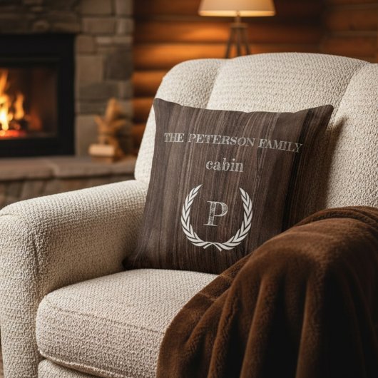 木製キャビン モノグラム パーソナライズされたスロー枕 クッション