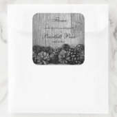 木製キャンドルラベルに素朴黒い松の円錐 スクエアシール (バッグ)