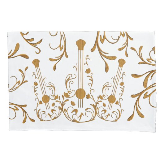 木製ギターのスクロール 枕カバー (正面)