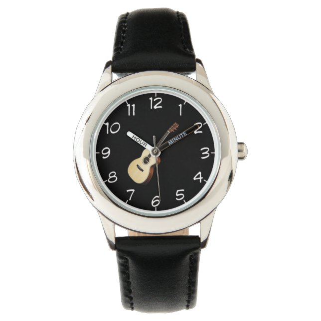 「木製ギター」のデザイン腕時計 腕時計 (正面)