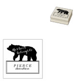 木製クマの子供用モノグラムブックプレートスタンプ ラバースタンプ (押印)