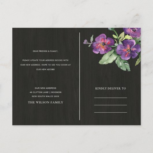 木製クラフトフローラバードハウス新しい住所を移動 案内ポストカード (裏面)