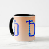 木製クランプブルー コーヒーマグカップ (正面左)