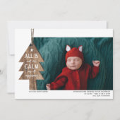 木製クリスマスオーナメント写真誕生のお知らせ シーズンカード (正面)