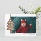 木製クリスマスオーナメント写真誕生のお知らせ シーズンカード (スタンド正面)