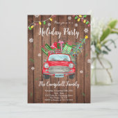 木製クリスマスパーティの招待状 招待状 (スタンド正面)