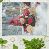 木製クリスマスフィギュア キッチンタオル (折り畳み)