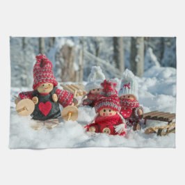 木製クリスマスフィギュア キッチンタオル