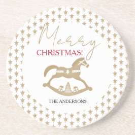 木製クリスマスロッキングホース コースター