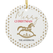 木製クリスマスロッキングホース