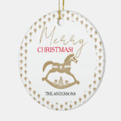 木製クリスマスロッキングホース セラミックオーナメント (左)