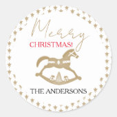 木製クリスマスロッキングホース ラウンドシール (正面)