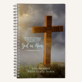 木製クロスバイブルパーソナライズされた詩 ノートブック (正面)