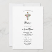 木製クロスフラワーズバプテスマ招待状 招待状 (正面)