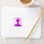木製クロス、紫色のバージョン、写真教会 ラベル (インサイチュ)