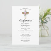 木製クロス 花 コンファメーション 招待状 (スタンド正面)