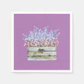 木製コンテナに花フェイク付きナプキン スタンダードカクテルナプキン (正面)