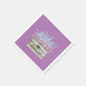 木製コンテナに花フェイク付きナプキン スタンダードカクテルナプキン (角)