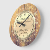 木製ゴールドのコンフェッティ 50周年記念結婚式 ラージ壁時計 (傾斜)
