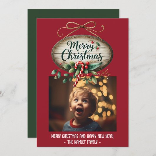 木製サインエバーグリーンキャンディーケーン シーズンカード (正面/裏面)