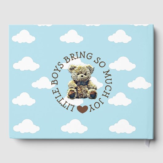 木製サイン付きテディベア赤ちゃんシャワー ゲストブック (裏面)