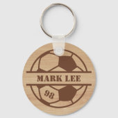 木製サッカーインスパイアチームスポーツキーチェーン キーホルダー (正面)