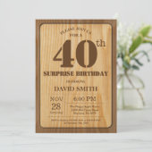 木製サプライズ40歳誕生日招待状 招待状 (スタンド正面)