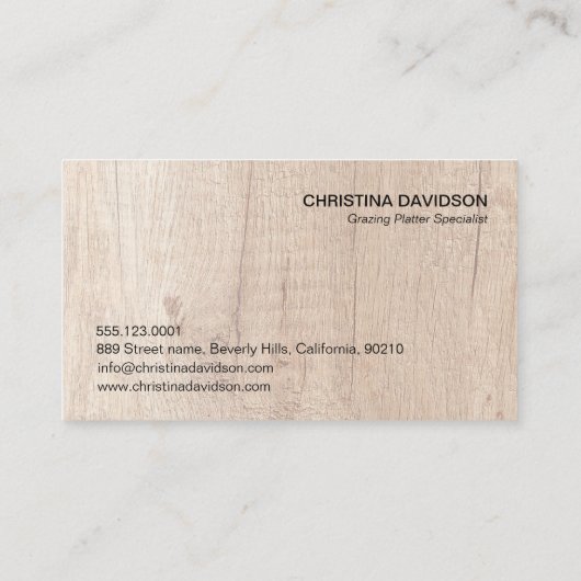 木製シェフボードケータリンググレージングプラッター 名刺 (裏面)