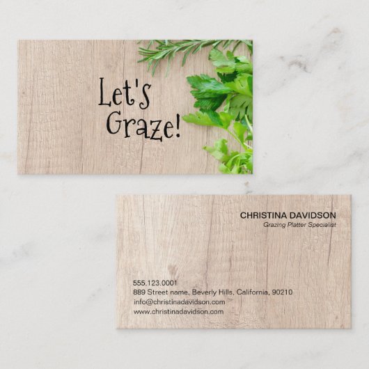 木製シェフボードケータリンググレージングプラッター 名刺 (正面/裏面)