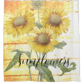 木製シャワーカーテンのひまわり シャワーカーテン (正面)