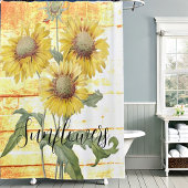 木製シャワーカーテンのひまわり シャワーカーテン