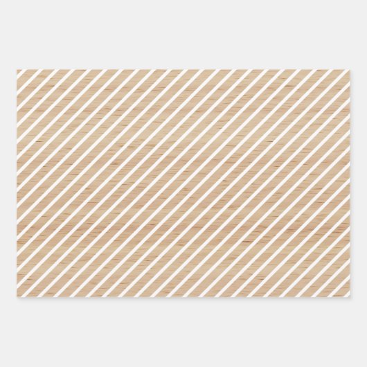 木製シンプルのストライプ水玉模様をチェックフェイクする ラッピングペーパーシート (正面)