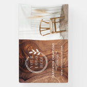 木製スタイリッシュモダン大工のロゴ写真 横断幕 (縦)