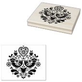 木製スタンプ – スカンジナビアフォークアートパターンバード ラバースタンプ (押印)