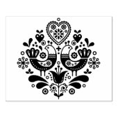 木製スタンプ – スカンジナビアフォークアートパターンバード ラバースタンプ (インプリント)