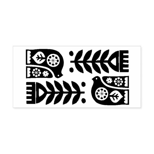 木製スタンプ – スカンジナビアフォークアートフラワーズバード ラバースタンプ (インプリント)