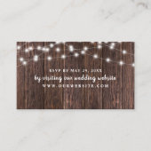 木製ストリングライトウェディングRSVPウェブサイトカード エンクロージャーカード (正面)