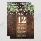 木製ストリングライトテーブル番号座席表 招待状 (正面/裏面)