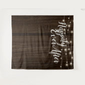 木製ストリングライト ウェディングバックドロップ タペストリー (正面(横))