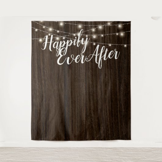 木製ストリングライト ウェディングバックドロップ タペストリー (正面)
