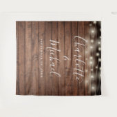 木製ストリングライト ウェディングフォトブース背景 タペストリー (正面(横))