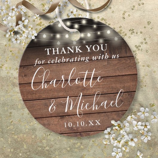 木製ストリングライト ウェディング フェイバー サンクス フェイバータグ