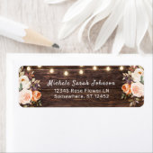 木製ストリングライト、赤面&ピーチフローラアドレス ラベル (インサイチュ)