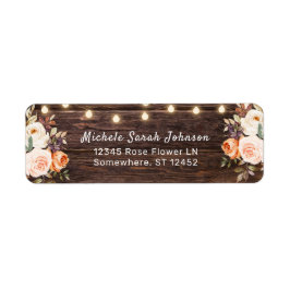 木製ストリングライト、赤面&ピーチフローラアドレス ラベル