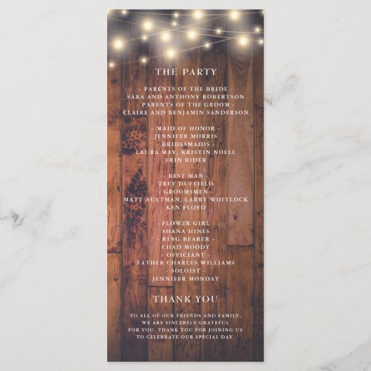 木製ストリングラ結婚イト プログラム (裏面)