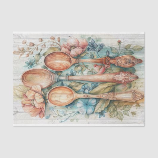 木製スプーンのフローラ分離 薄葉紙 (正面)